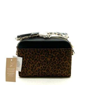 NWT JustFab Black & Animal Print Purse Zipper Closure Crossbody Bag